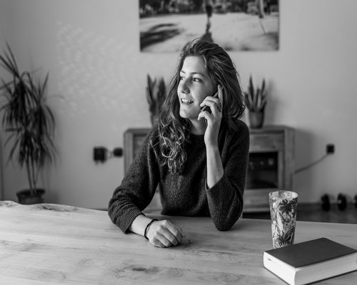 Woman working comfortably at home